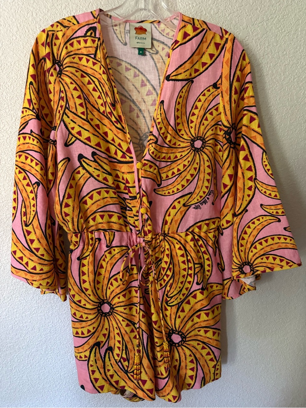 FARM Rio Banana Linen Romper size M